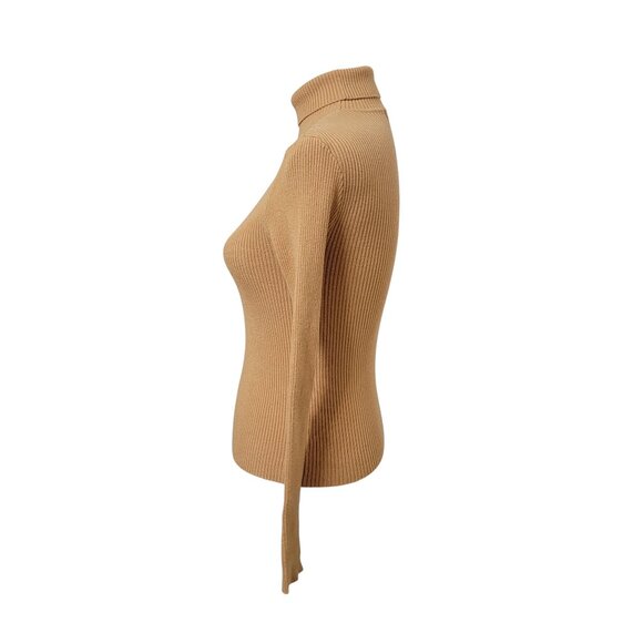 Active USA Size S Camel Color Viscose Ribbed Turtleneck, Exc. Used Condition - Picture 2 of 10